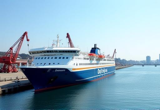 Ostsee Fährlinien ferry docked in Rostock port