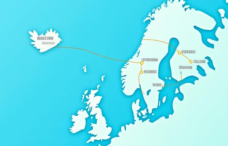 Illustrative map of Ostsee Fährlinien ferry routes on the Baltic Sea from Rostock